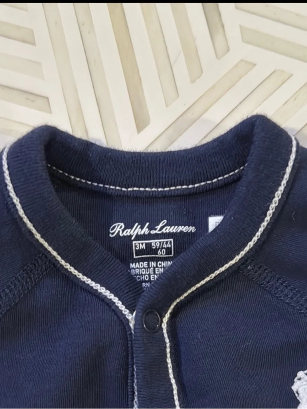 Ralph Lauren Dark Blue Baby Footed Onesie